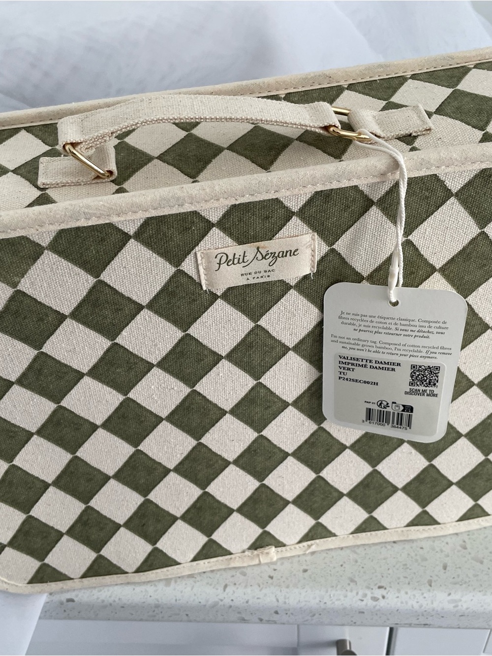 Petit Sézane Diamond Print Canvas Travel mini suitcase style in Olive